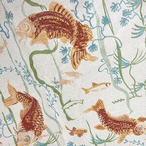 Koi Japanese inspired Jacquard woven Upholstery Fabric Remnant NWOT